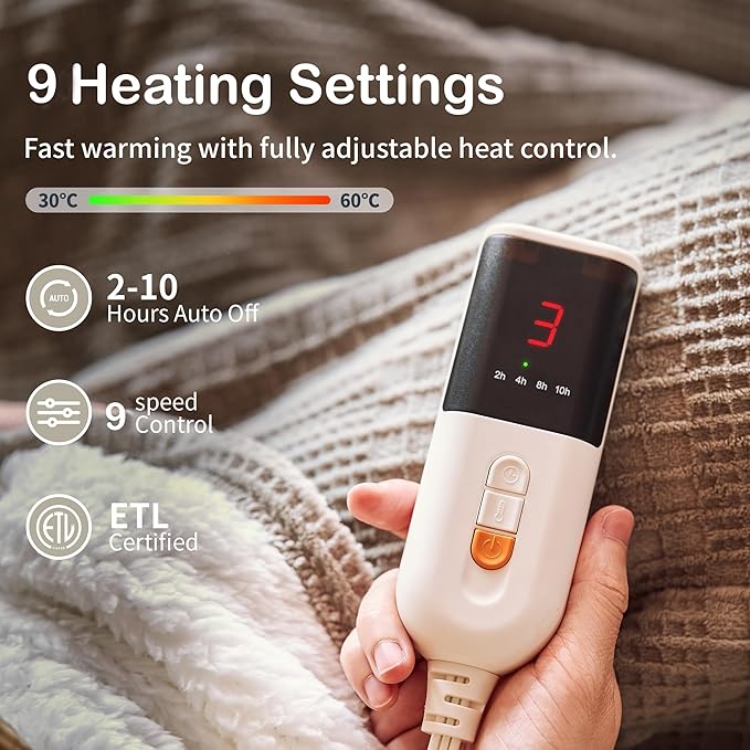 Texciting Heated Blanket Electric Blanket Throw 50''X60''-Heating Throw - Image 2