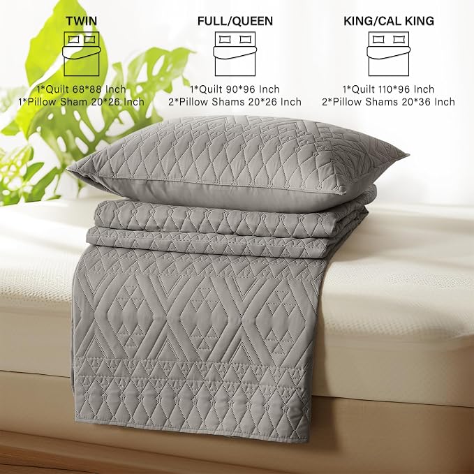 akkialla Twin Size Quilt Bedding Set, Dark Grey Lightweight Microfiber Soft - Image 7
