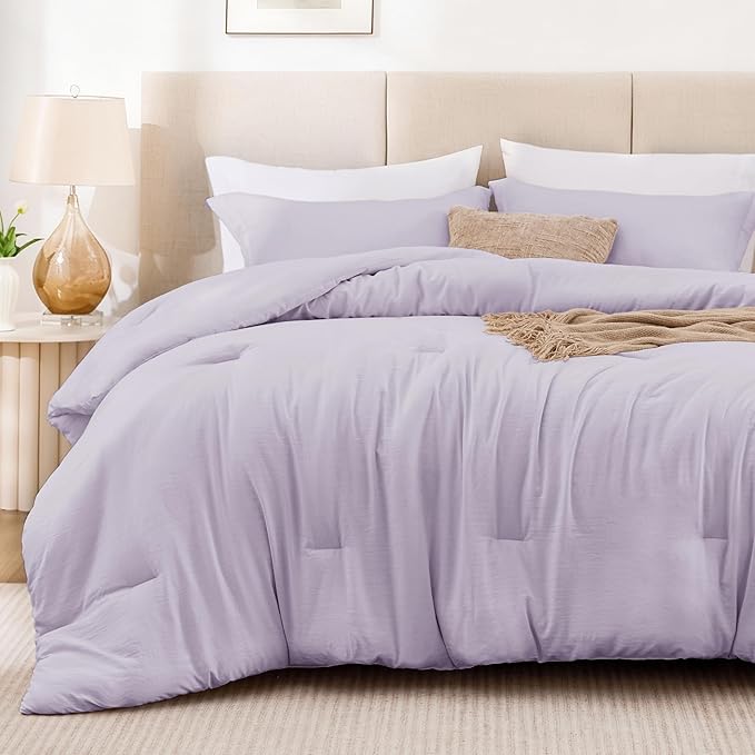 Love's cabin Lavender Queen Comforter Set, 3-Piece Prewashed Bed Set - Image 2