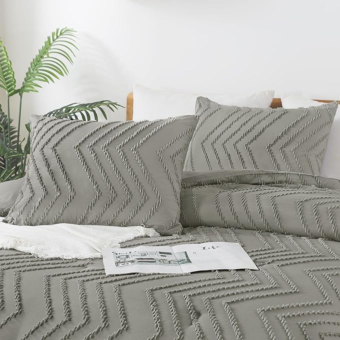 Andency Medium Grey California King Comforter Set, Boho Cal King Soft Warm - Image 4