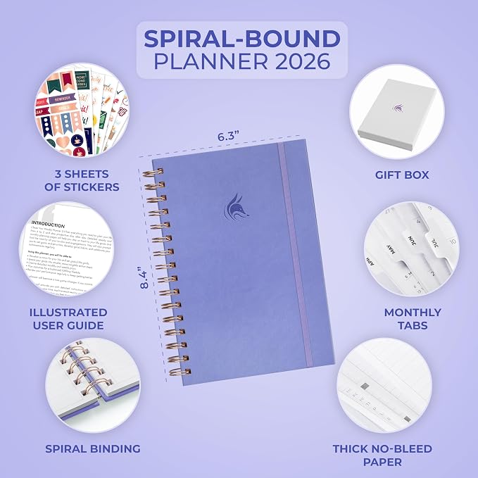 Clever Fox Dated Planner with Tabs 2026 – Weekly & Monthly Spiral Planner with - Image 2