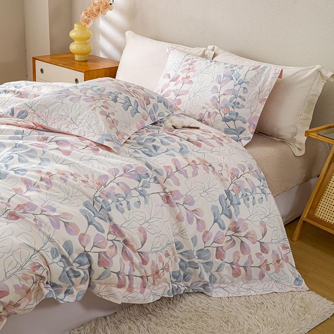 OAITE Duvet Cover Set King Size Floral Pattern Ultra Soft 100% Cotton Duvet - Image 5
