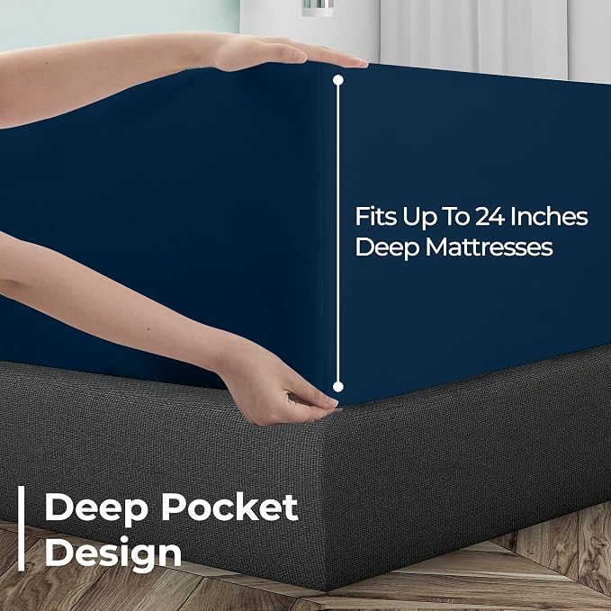 Royale Linens Extra Deep Pocket Twin Fitted Sheet Only - Image 4