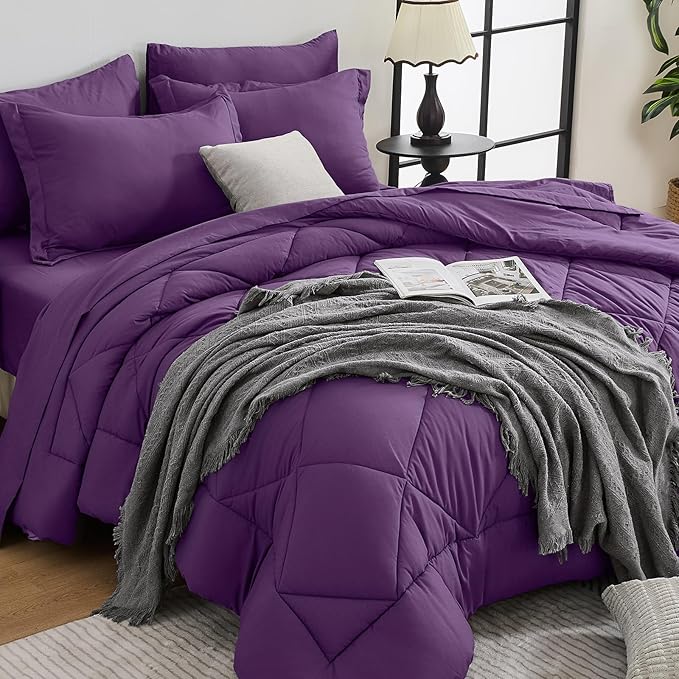 HEVUMYI Grape Purple Full Comforter Set by HEVUMYI
