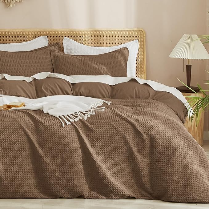 PHF Waffle Duvet Cover Set Twin/Twin XL Size, No Snagging Soft Luxury Textured by PHF
