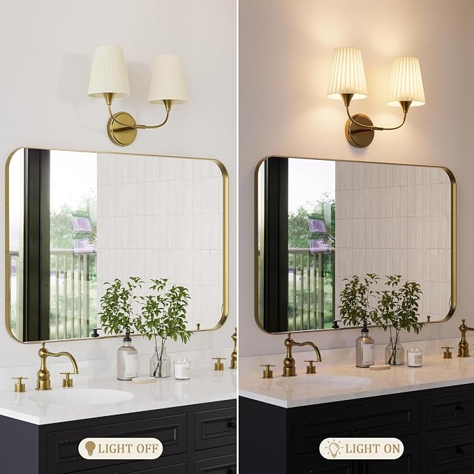 Bathroom Vanity Light with Fabric Shade, 2-Light Bathroom Vanity Light Over - Image 7