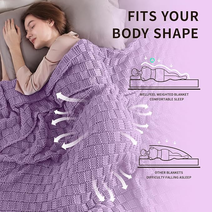 Knitted Weighted Blanket for Adult, No Beads Heavy Blanket 50” x 60'' 10lbs - Image 3
