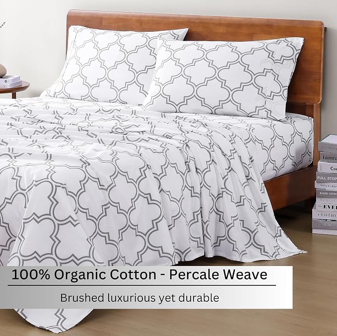 LANE LINEN Eco Friendly 100% Organic Cotton Printed Twin Sheet Set, Soft & - Image 3