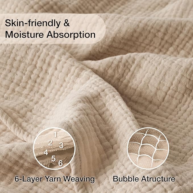 100% Cotton Muslin Blanket Twin 60" x 80", Breathable and Lightweight Cotton - Image 4