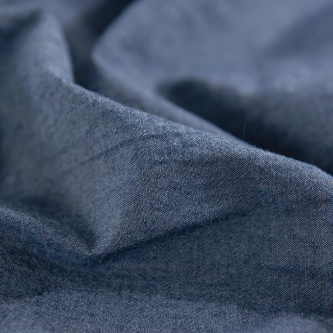 NEXHOME PRO Duvet Cover Full 100% Washed Cotton, Heathered Blue Breathable - Image 9