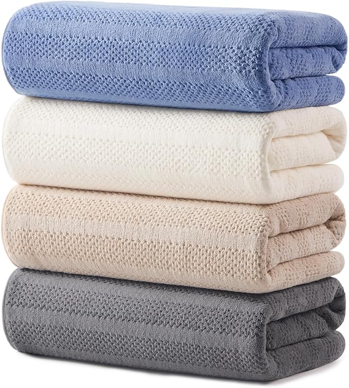 ECOLOOK 4 Pack Microfiber Bath Towels, 31 x 63 inches Extra Large Bath Towel Set by Unknown