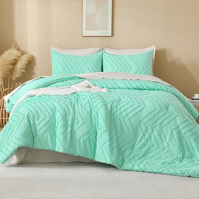 Andency Mint Green Comforter Set Full Size, Boho Soft Warm Tufted Neutral - Image 2