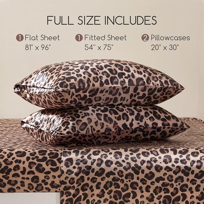 MR&HM Satin Bed Sheets with Elastic Corner Straps, Full Size Sheets Set - Image 7