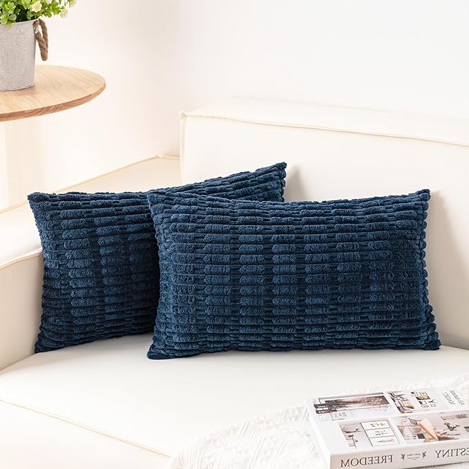 Aegero Pack of 2 Corduroy Decorative Throw Pillow Covers 12x20 InchSoft Boho by Unknown