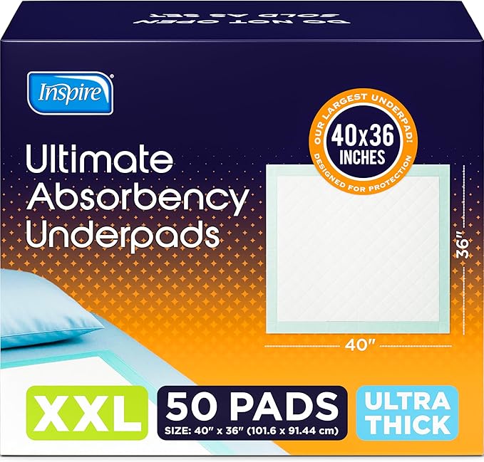 Inspire Extra Large Super Absorbent Disposable Bed Pads by Inspire