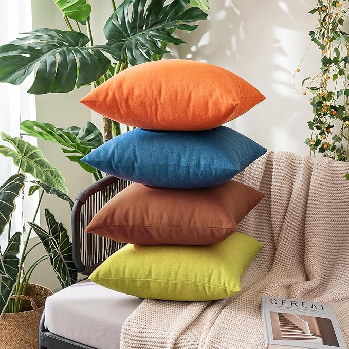 MIULEE Pack of 2 Decorative Outdoor Solid Waterproof Throw Pillow Covers Euro - Image 7