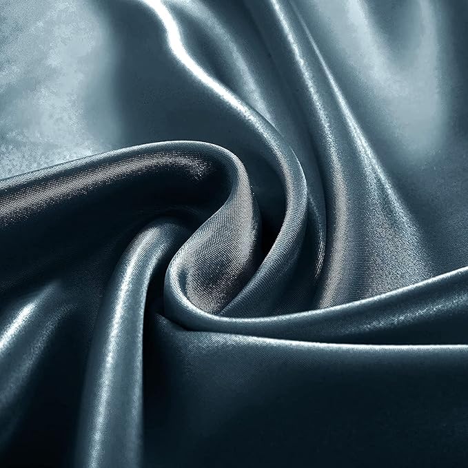 Homiest Deep Sea Blue Satin Queen Bedding Set, Luxury & Ultra Soft Top & Flat - Image 3