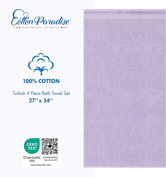 Cotton Paradise 4 Piece Turkish Bath Towels - Image 4