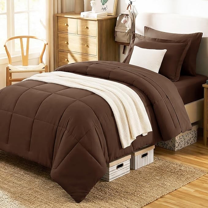 CozyLux Twin XL Comforter Set Brown by CozyLux