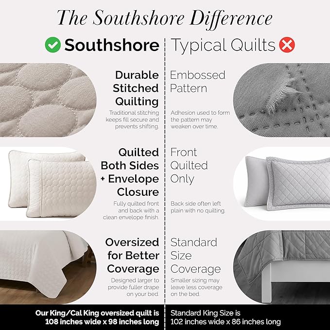 Southshore Fine Living, Inc. Quilted Summer Comforter, King Size Quilt Bedding - Image 6