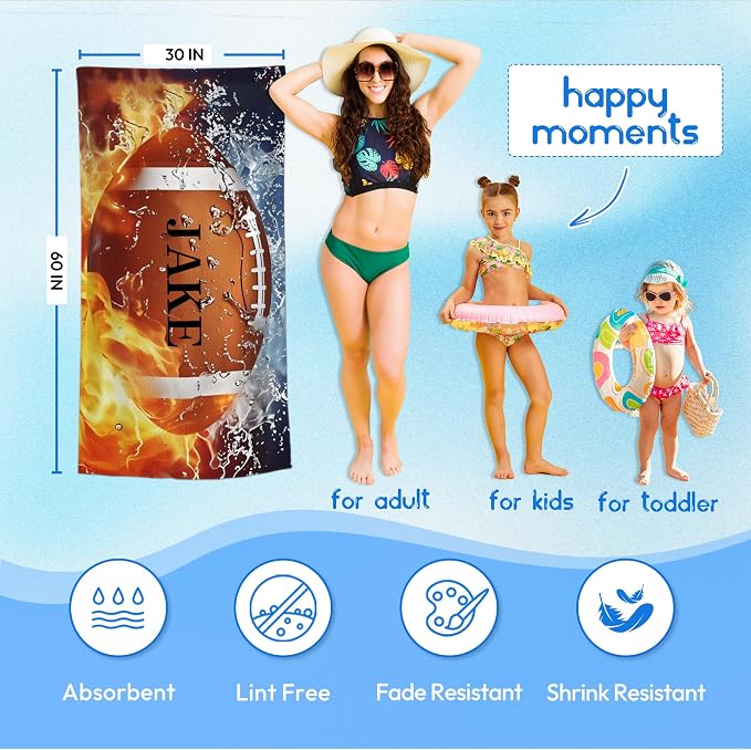Personalized Beach Towel With Name, Custom Beach Towel with Text, Customized - Image 4