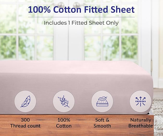 ROYALE LINENS 300 Thread Count 100% Long Staple Combed Cotton Fitted Sheet Full - Image 4