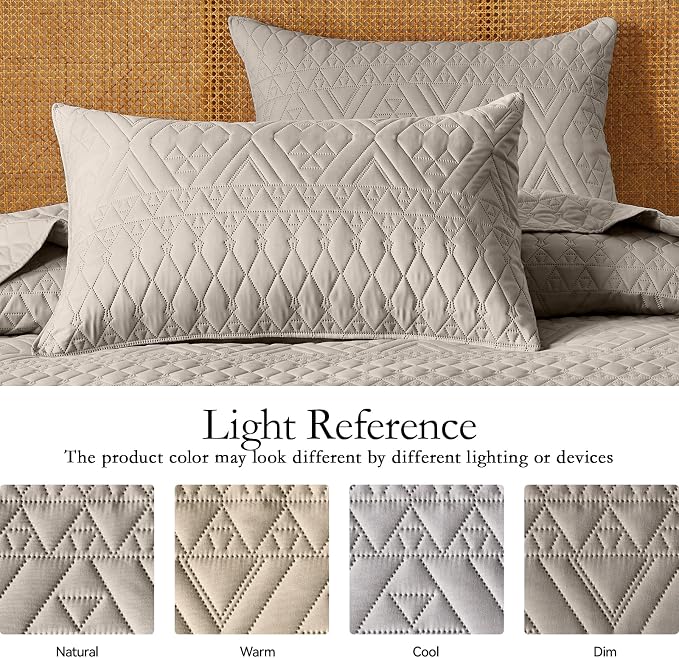 akkialla King/Cal King Quilt Set, Taupe Lightweight Microfiber Bedspread - Image 5