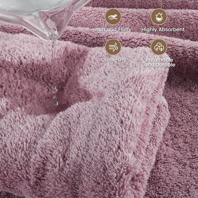 SEMAXE 4 Piece Purple Bath Towel Set - Image 5