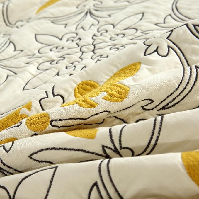 ROOMLIFE Quilt Set Full Size 3D Floral Iris Embroidery Pattern 3-Piece Cotton - Image 8