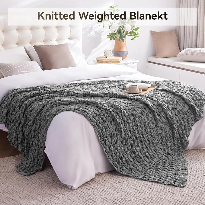 Knitted Weighted Blanket for Adult, No Beads Heavy Blanket 60” x 80'' 12lbs - Image 6