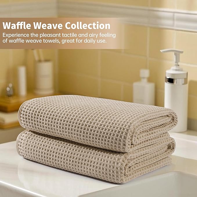 Microfiber Waffle Bath Towels, 4 Pieces, Fast Drying, Lint Free 430 GSM - Image 6