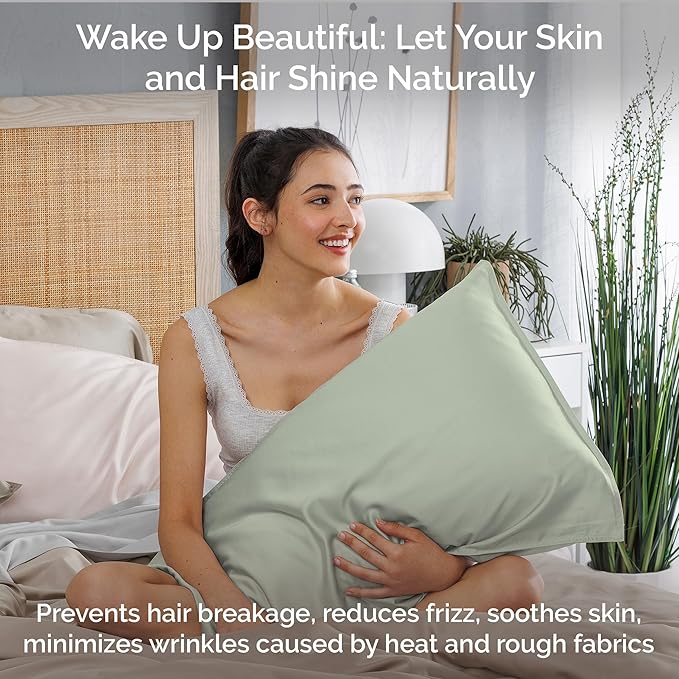 Pillow Cases Queen Size Set of 2 Pillowcases 100% Viscose from Bamboo Cooling - Image 5