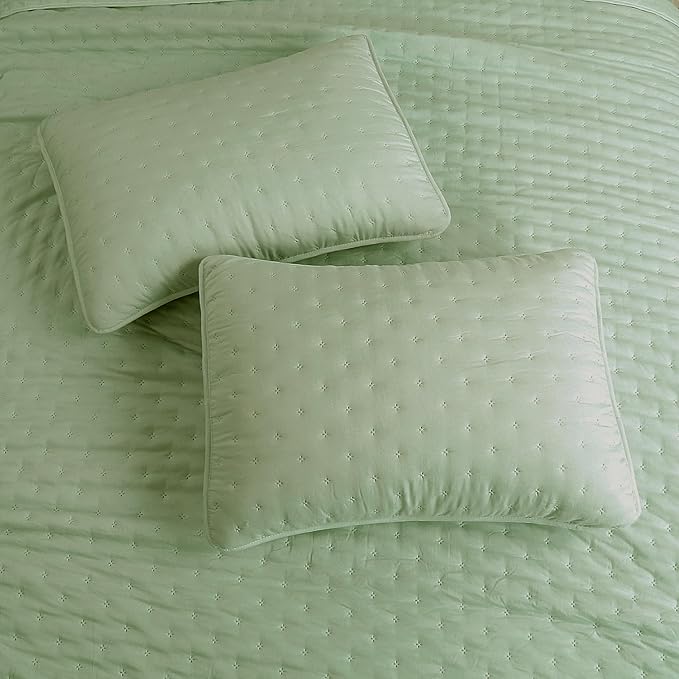 ROARINGWILD Sage Green Twin Size Quilt Bedding Set, Lightweight Soft Bedspread - Image 4