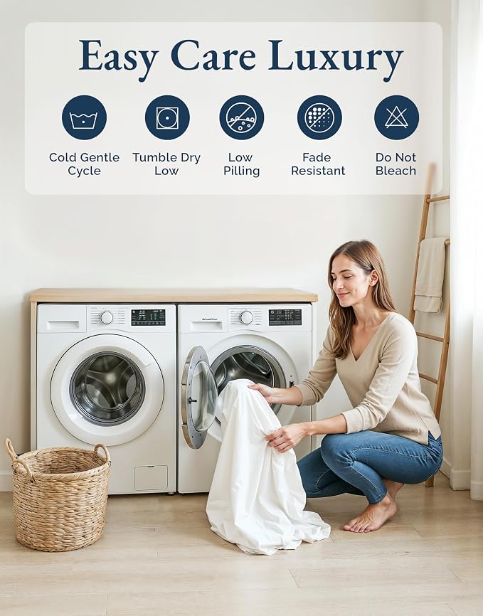LANE LINEN Eco Friendly Cocoon 100% Organic Cotton Twin Sheets, Low Pill Fade - Image 9