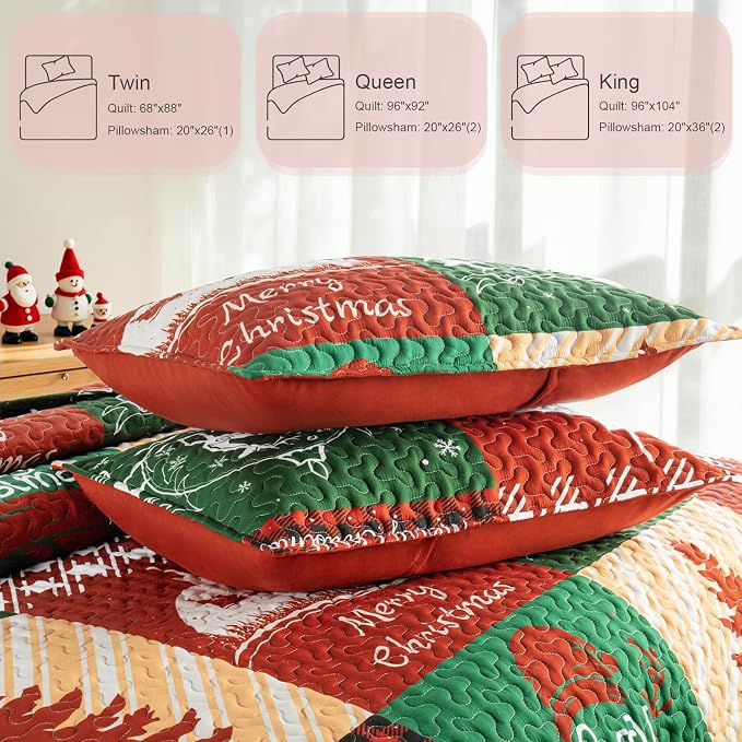 Whale Flotilla Christmas Quilt Twin Size, Soft Boho Patchwork Bedspreads - Image 5