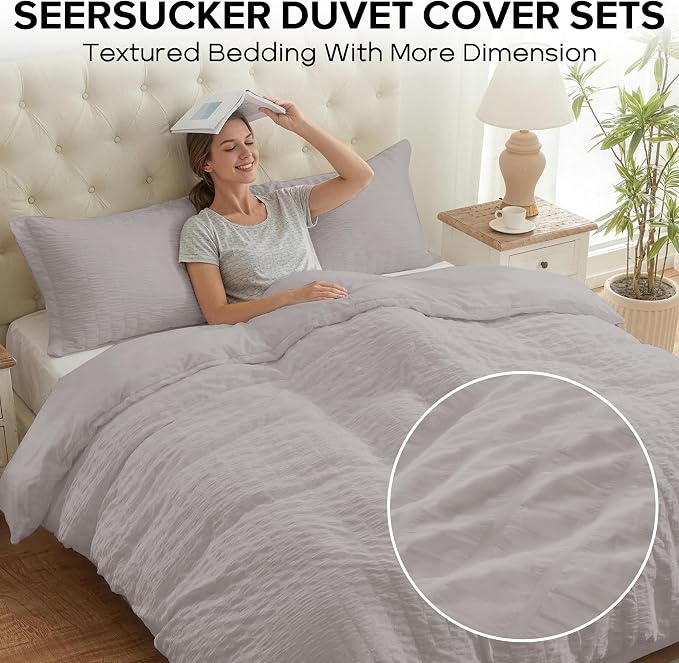 Cozyide Light Grey Duvet Cover King, 3 Pieces Bedding Duvet Covers, Soft - Image 2