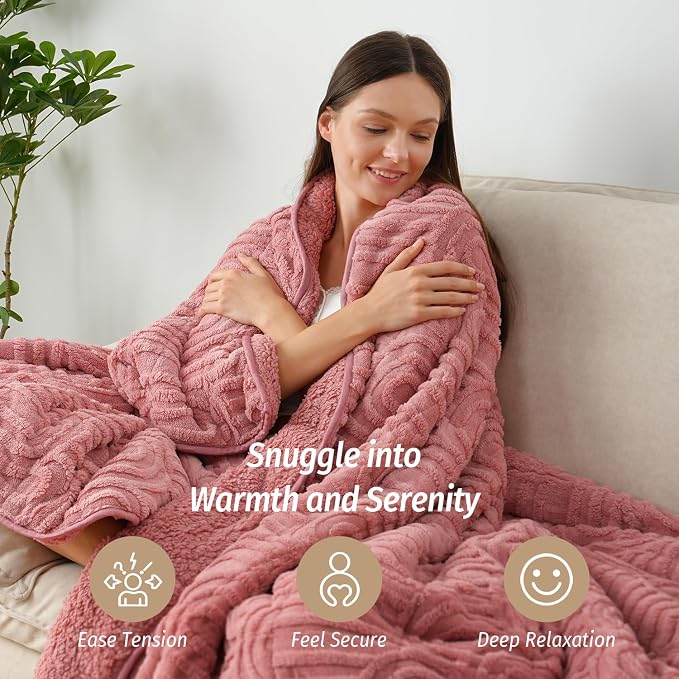 Wemore Jacquard Fleece Weighted Blanket Queen Size 60" x 80" 15lbs, Ultra Soft - Image 5