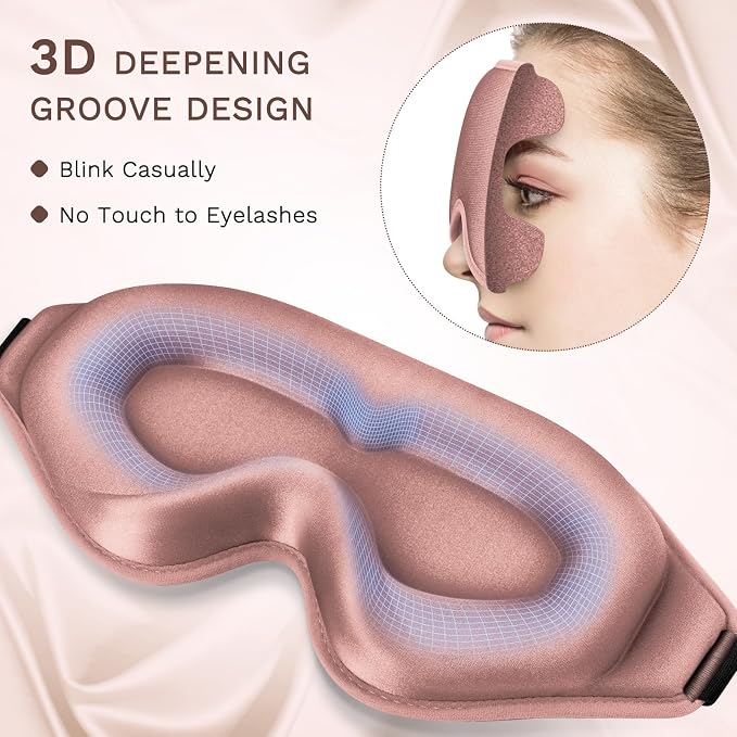 FlyCoco 99% Fully Block Out Light Eye Sleep Mask, 3D Deep Contoured Eyes Cover - Image 4