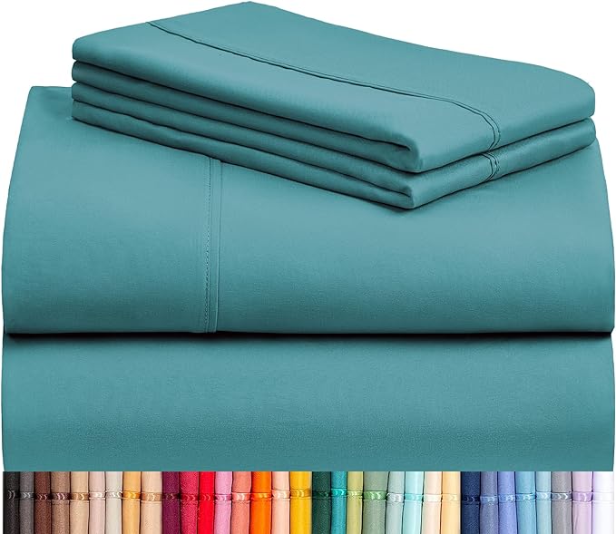 LuxClub 4 PC Queen Sheet Set, Breathable Luxury Bed Sheets, Deep Pockets 18" by LuxClub