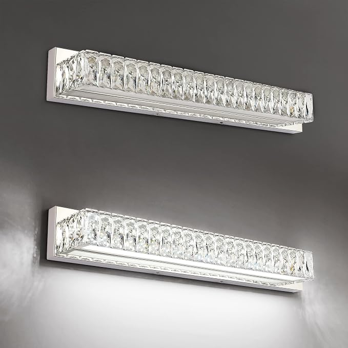 ZUZITO Crystal Bathroom Light Fixtures Over Mirror, 22.8in Modern LED Vanity - Image 4