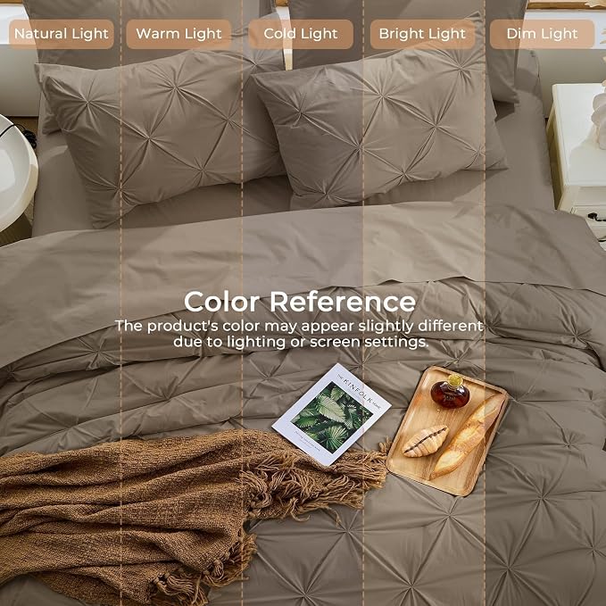 Sasttie King Size Comforter Set, 7-Piece Bed in a Bag, Pintuck Bedding Set - Image 8