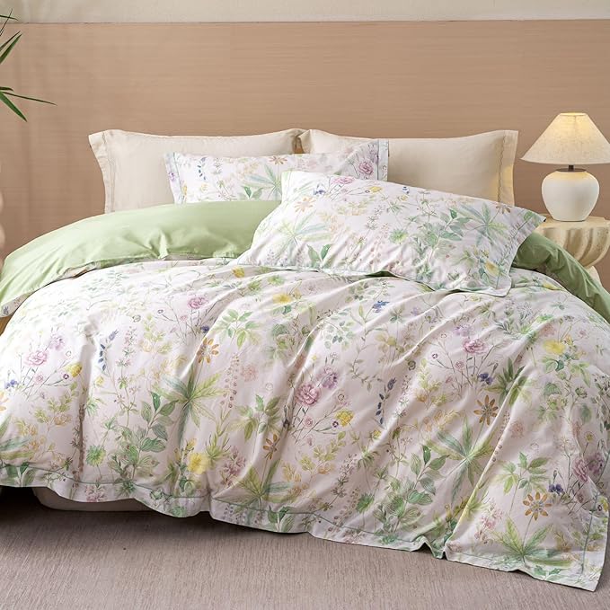 OAITE Duvet Cover Set Twin Size Floral Pattern Ultra Soft 100% Cotton Duvet by OAITE