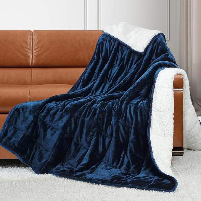 Alomidds Weighted Blanket Twin Size 15lbs 48x72 inches, Sherpa Weighted Blankets by Alomidds