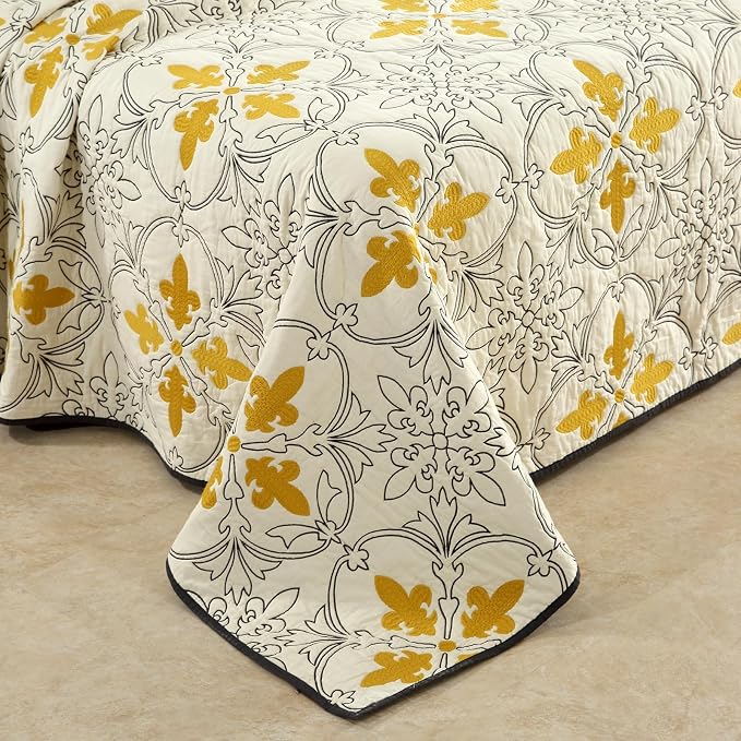 ROOMLIFE Quilt Set Full Size 3D Floral Iris Embroidery Pattern 3-Piece Cotton - Image 2