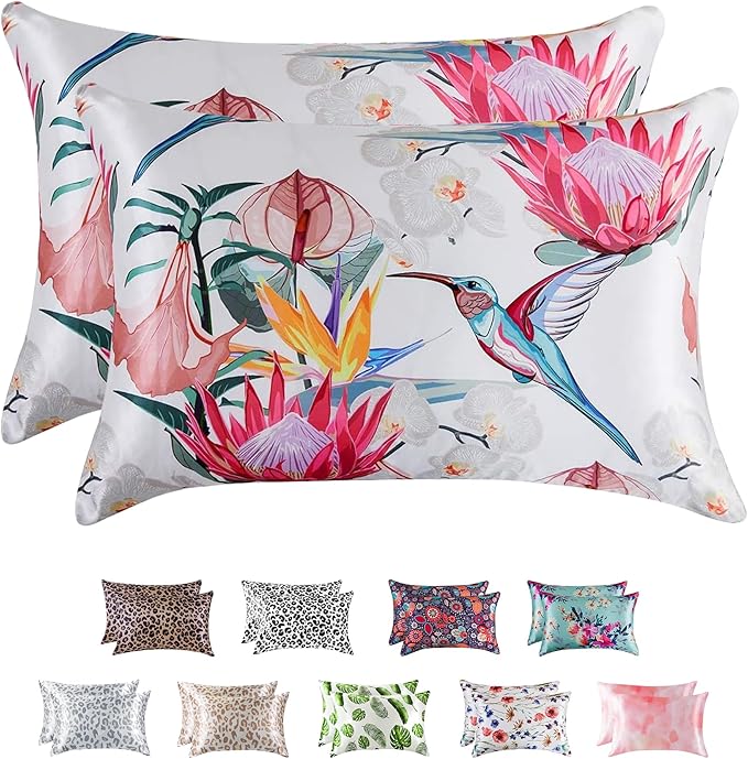 MR&HM Satin Pillowcase for Hair and Skin, Silk Satin Pillowcase 2 Pack by MRHM