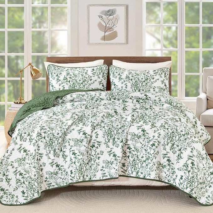 WONGS BEDDING Quilt King Size, Botanical Quilt - Image 9