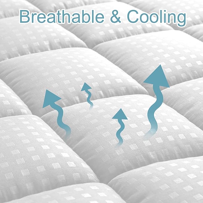 HYLEORY Twin Mattress Pad Quilted Fitted Mattress Protector Cooling Pillow Top - Image 2