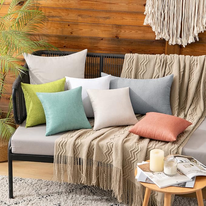 MIULEE Pack of 2 Decorative Outdoor Solid Waterproof Throw Pillow Covers Spring - Image 5