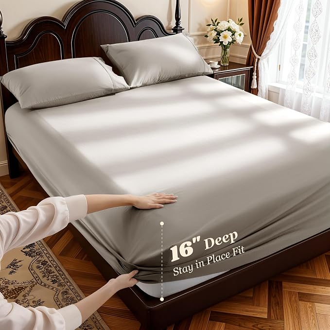 LBRO2M 1000 Thread Count 100% Egyptian Cotton Sheets Set King Size, 4 Piece - Image 4