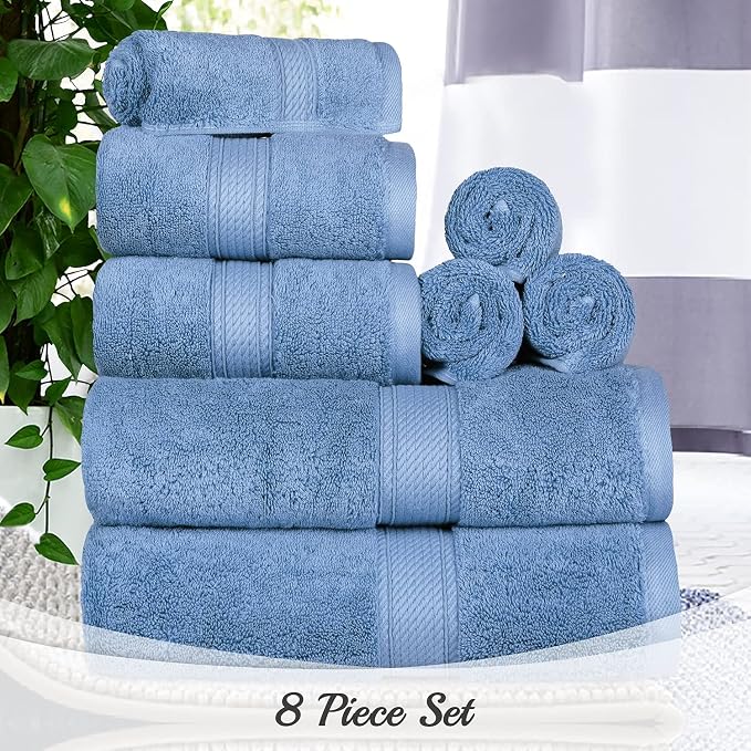 SUPERIOR Egyptian Cotton Pile 8 Piece Towel Set, Includes 2 Bath, 2 Hand - Image 11